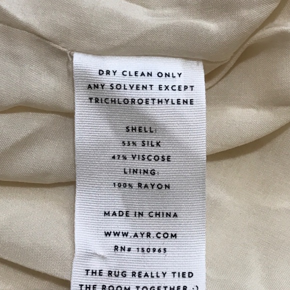 AYR The Fancytown Pleated Blouse Silk Blend in Ivory Small with in imperfections - Picture 4 of 6